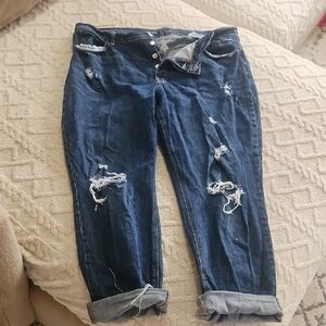 Bundle Sale | Old Navy Dark‎ Blue Distressed High Rise Slouchy Straight Size 16
